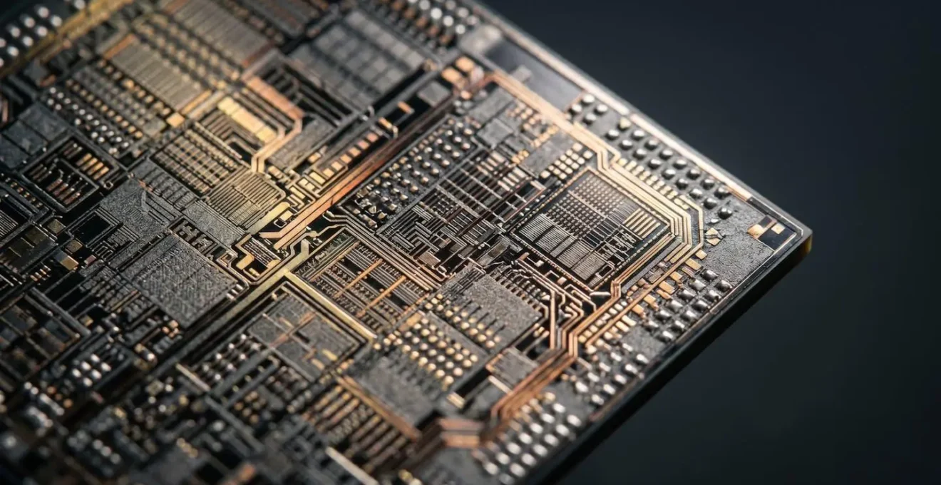 Détail macro d'un processeur moderne pour développement logiciel avec architecture multi-cœurs