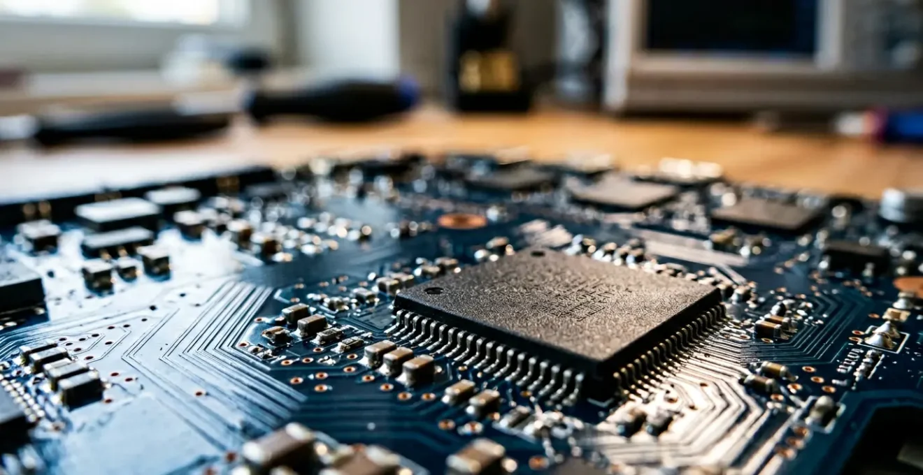 Carte mère de PC portable avec puce de sécurité TPM intégrée dans un environnement de travail professionnel