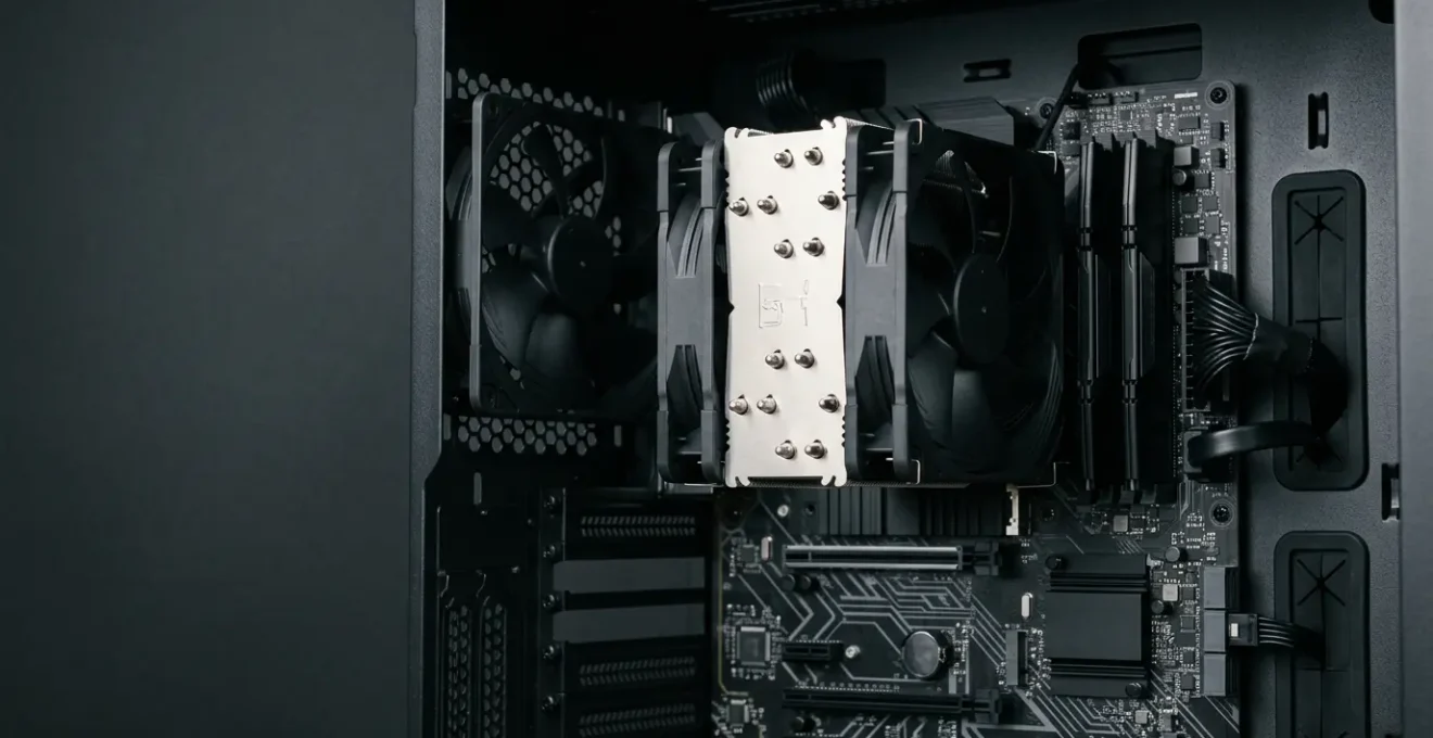 Configuration de refroidissement CPU avec ventirad performant et flux d'air optimal pour réduire la température du processeur