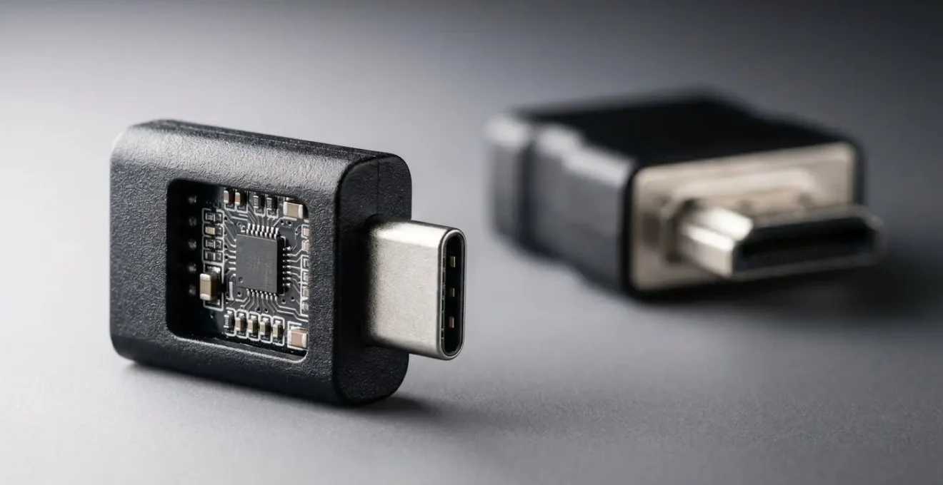 Comparaison visuelle entre adaptateur actif et passif pour connexion DisplayPort vers HDMI