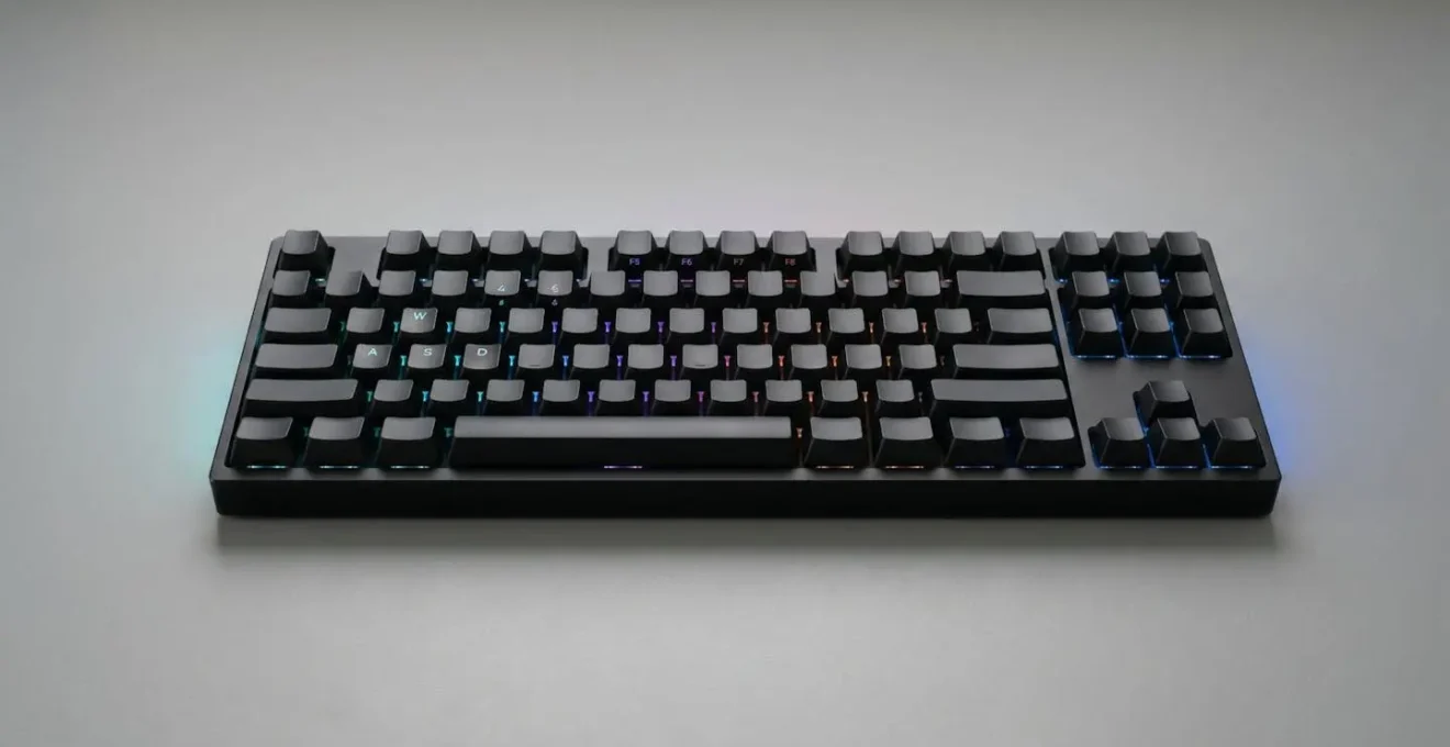 Vue macro de plusieurs touches enfoncées simultanément sur un clavier gaming illustrant le concept de N-Key Rollover